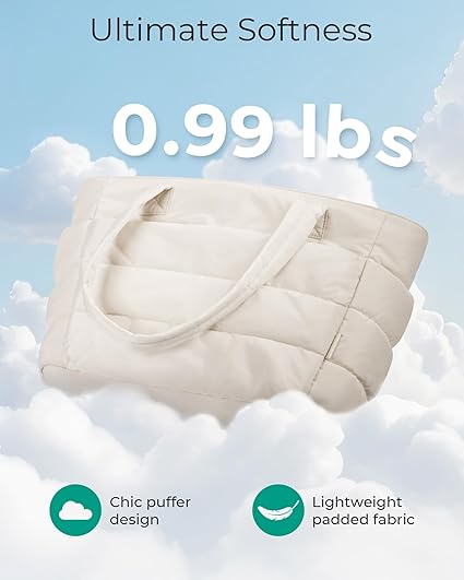 BAGSMART Puffy Tote Bag for Women, Lightweight Work Tote Handbag