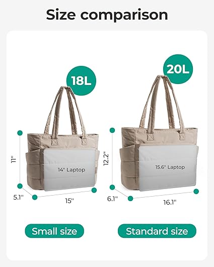 BAGSMART Puffy Tote Bag for Women, Lightweight Work Tote Handbag