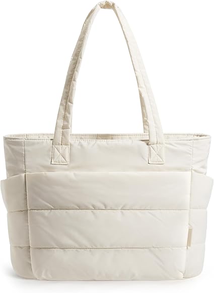 BAGSMART Puffy Tote Bag for Women, Lightweight Work Tote Handbag